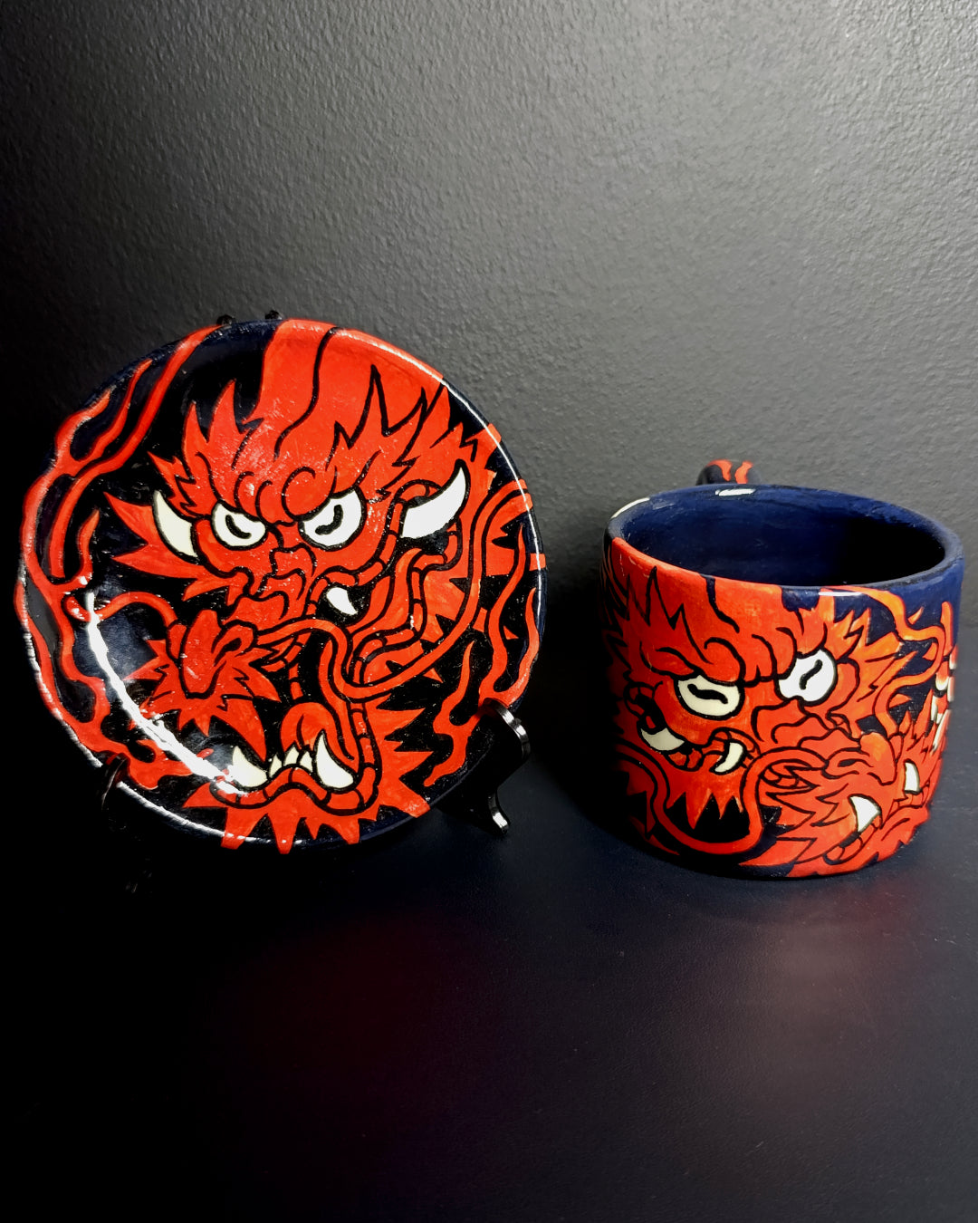Red Japanese Dragon Cup & Saucer Set