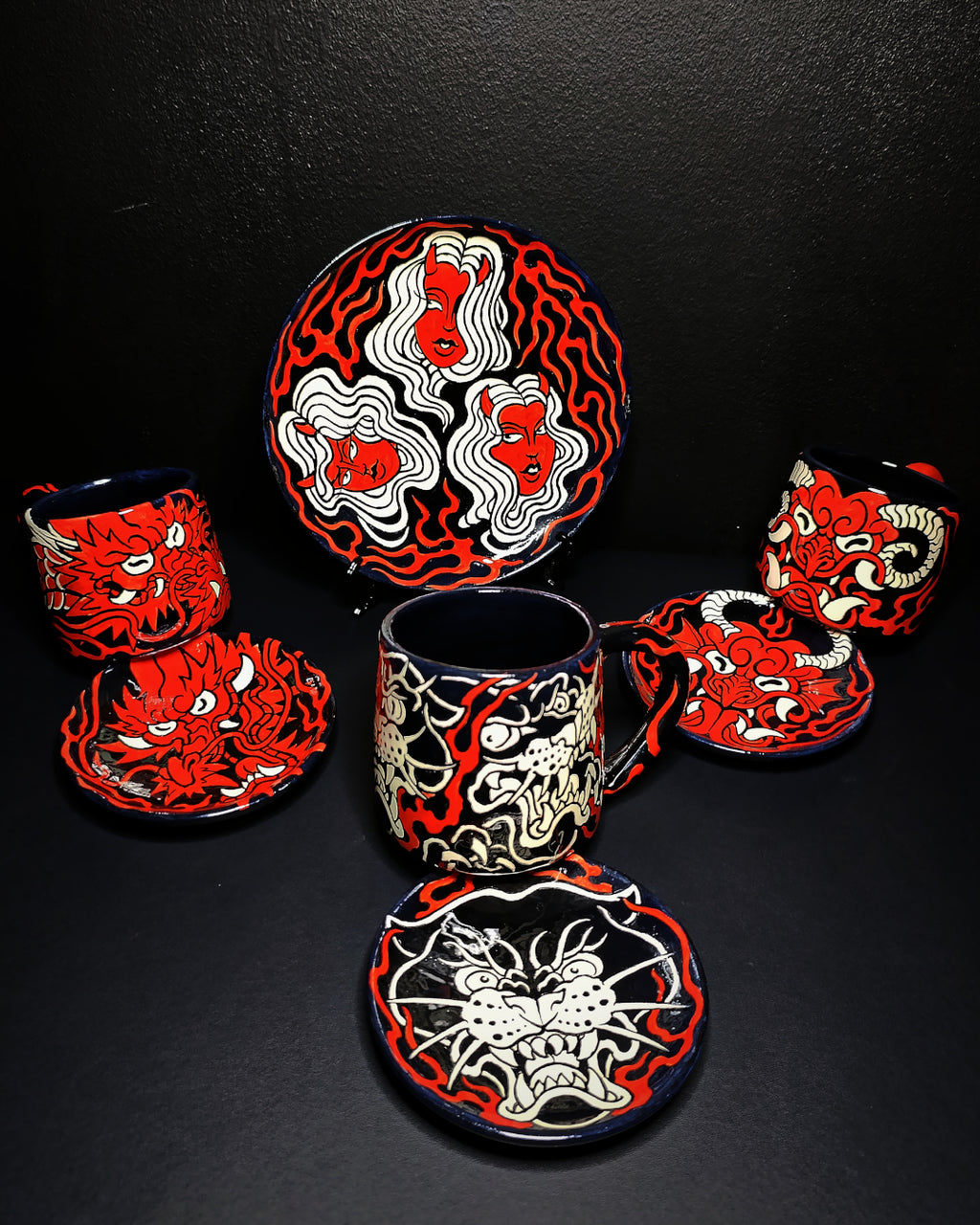 Panther Flame Cup & Saucer Set